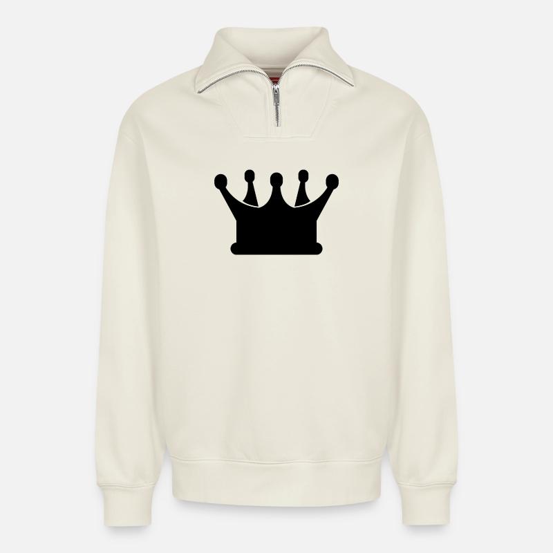 Krone - Relaxed Unisex Organic Half Zip Sweatshirt – von SPREAD - Naturweiß