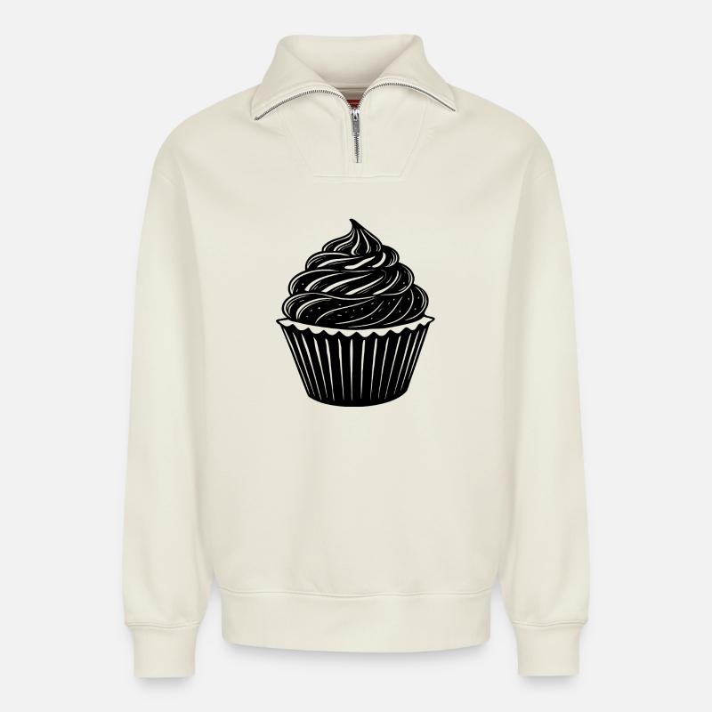 Cupcakes - Relaxed Unisex Organic Half Zip Sweatshirt – von SPREAD - Naturweiß