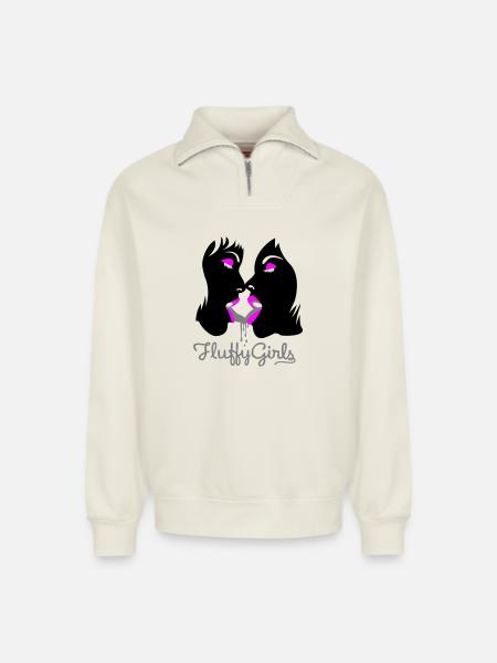 fluffy girls - Relaxed Unisex Organic Half Zip Sweatshirt – von SPREAD - Naturweiß