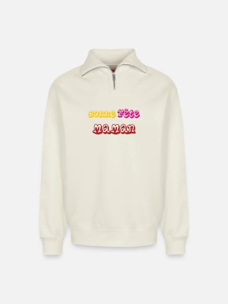 Happy Mother's Day - Mother's Day - Relaxed Unisex Organic Half Zip Sweatshirt – by SPREAD - off white