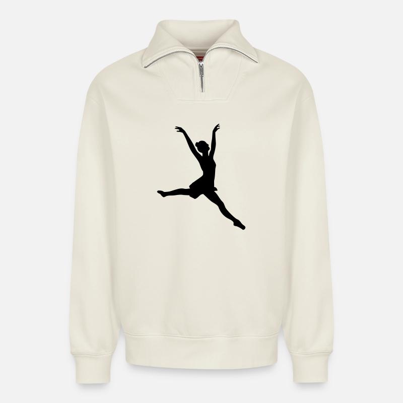 Danseur - Sweat unisexe décontracté en coton biologique à demi-zip – de SPREAD - blanc cassé