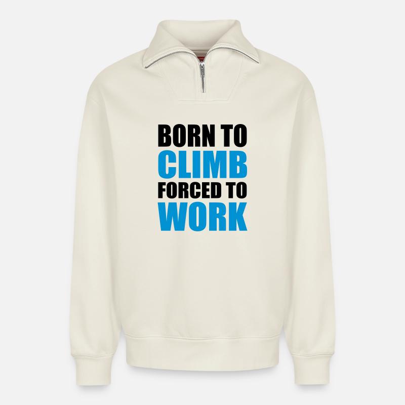climb - Relaxed Unisex Organic Half Zip Sweatshirt – by SPREAD - off white