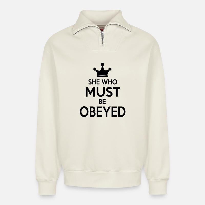 Mère - Sweat unisexe décontracté en coton biologique à demi-zip – de SPREAD - blanc cassé