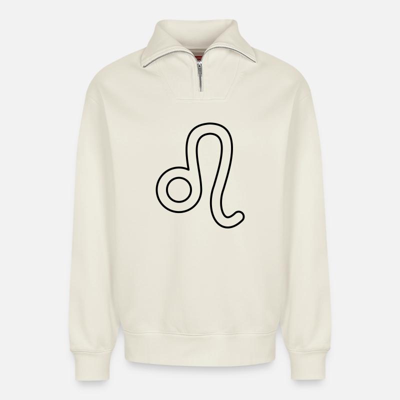 Löwe Sternzeichen Sternbild Tierkreiszeichen - Relaxed Unisex Organic Half Zip Sweatshirt – von SPREAD - Naturweiß
