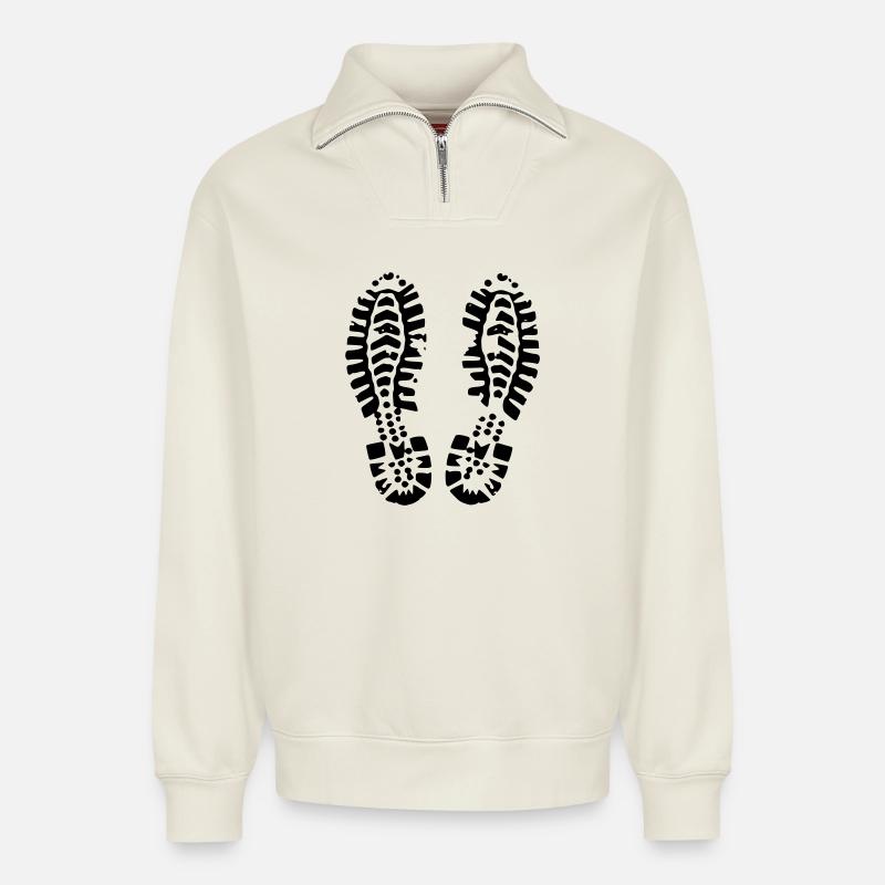 Chaussures - Sweat unisexe décontracté en coton biologique à demi-zip – de SPREAD - blanc cassé