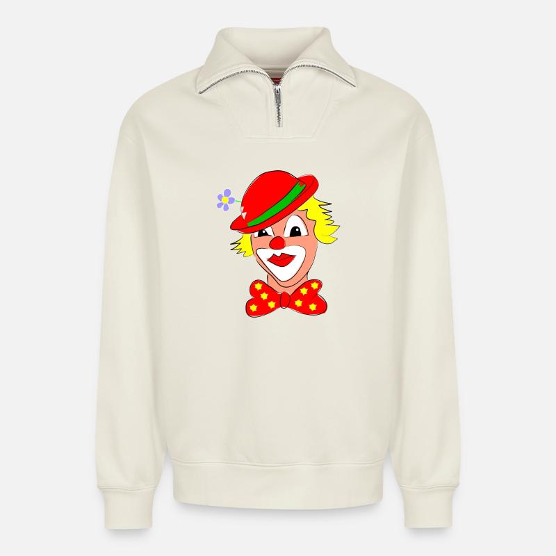 clown karneval lustig - Relaxed Unisex Organic Half Zip Sweatshirt – von SPREAD - Naturweiß