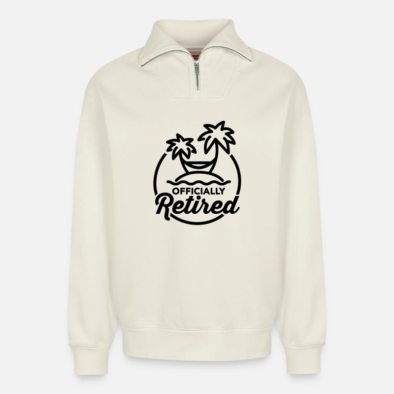 Officially retired - Relaxed Unisex Organic Half Zip Sweatshirt – by SPREAD - off white