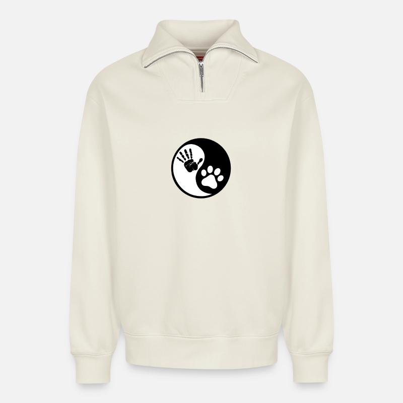 Abdrücke - Relaxed Unisex Organic Half Zip Sweatshirt – von SPREAD - Naturweiß