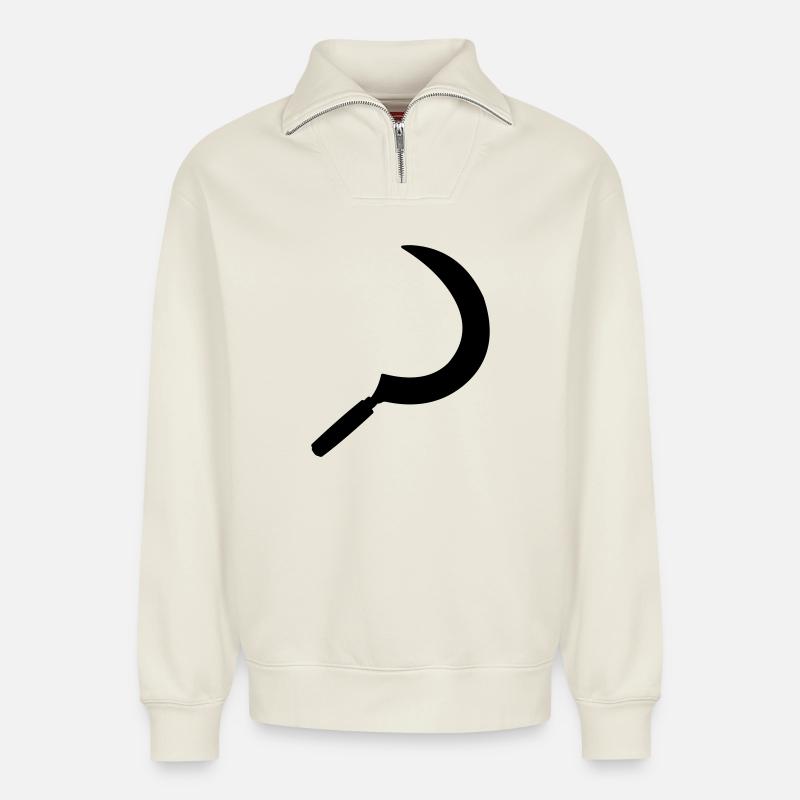 Sickle shadow image - Relaxed Unisex Organic Half Zip Sweatshirt – by SPREAD - off white