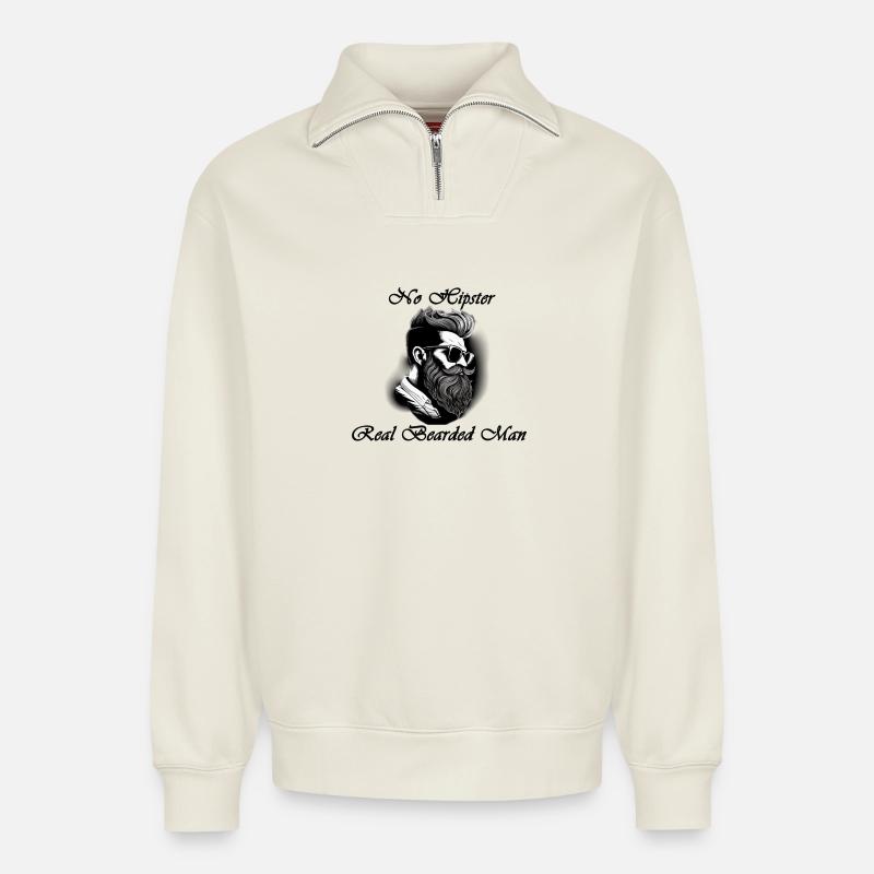 no Hipster - Relaxed Unisex Organic Half Zip Sweatshirt – von SPREAD - Naturweiß
