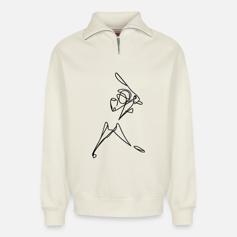 Cricketer - Sweat unisexe décontracté en coton biologique à demi-zip – de SPREAD - blanc cassé