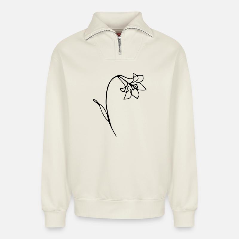 Narzisse - Relaxed Unisex Organic Half Zip Sweatshirt – von SPREAD - Naturweiß