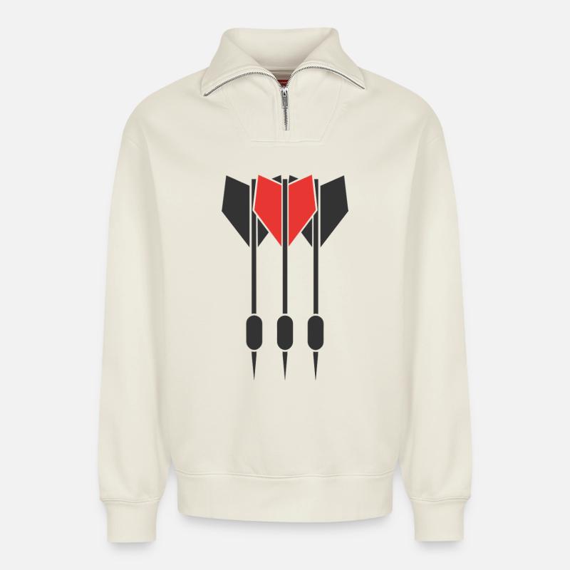 Dartpfeile - Relaxed Unisex Organic Half Zip Sweatshirt – von SPREAD - Naturweiß