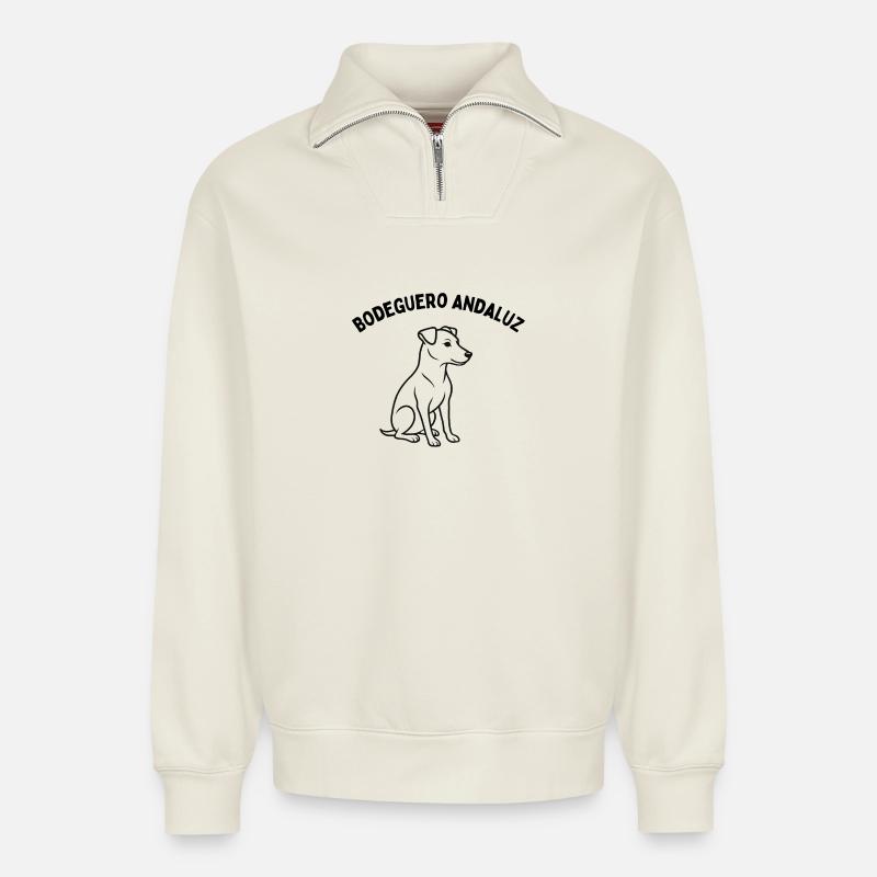 Bodeguero Andaluz im edlen Stil - Relaxed Unisex Organic Half Zip Sweatshirt – von SPREAD - Naturweiß