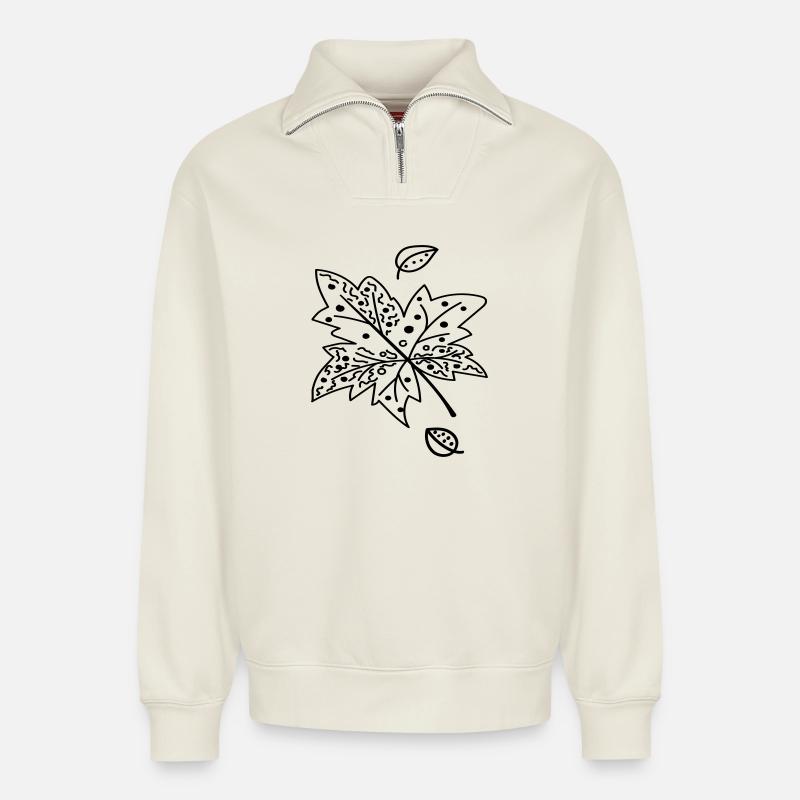 Herbstblatt - Relaxed Unisex Organic Half Zip Sweatshirt – von SPREAD - Naturweiß