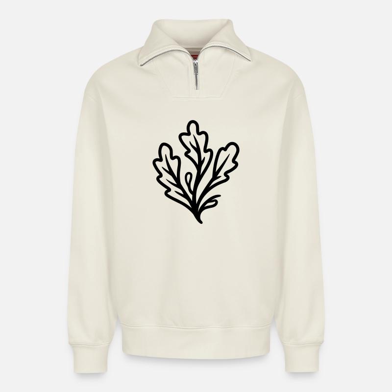 alga - Relaxed Unisex Organic Half Zip Sweatshirt – by SPREAD - off white