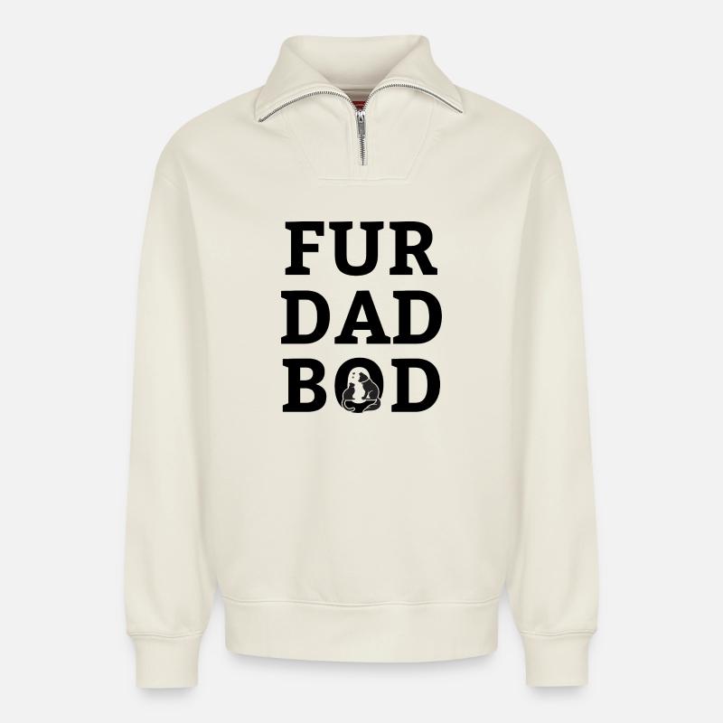 Fur dad bod - Relaxed Unisex Organic Half Zip Sweatshirt – von SPREAD - Naturweiß