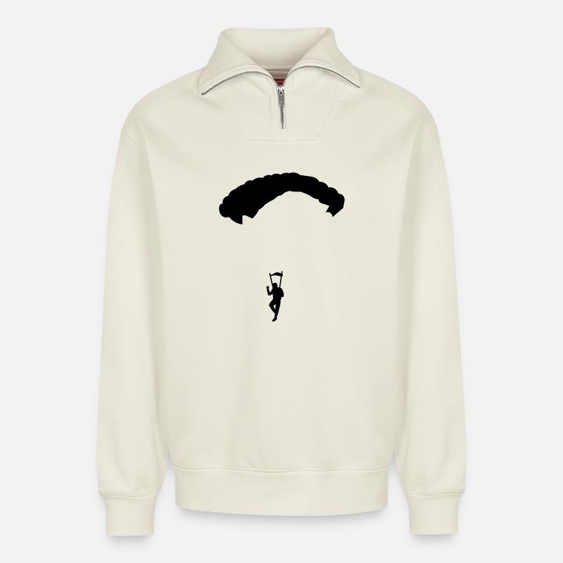Fallschirm - Relaxed Unisex Organic Half Zip Sweatshirt – von SPREAD - Naturweiß
