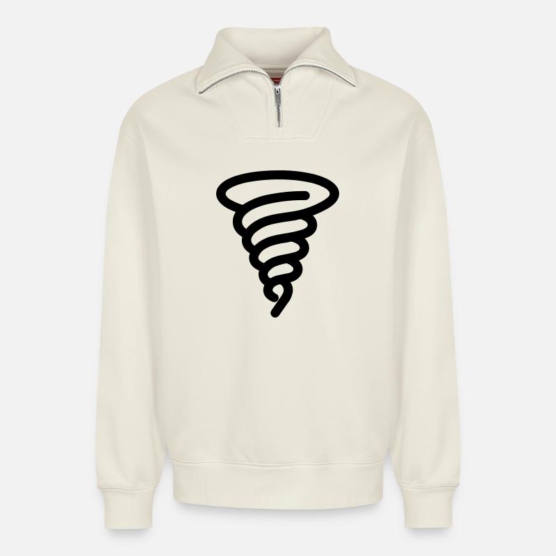 tornado - Relaxed Unisex Organic Half Zip Sweatshirt – by SPREAD - off white