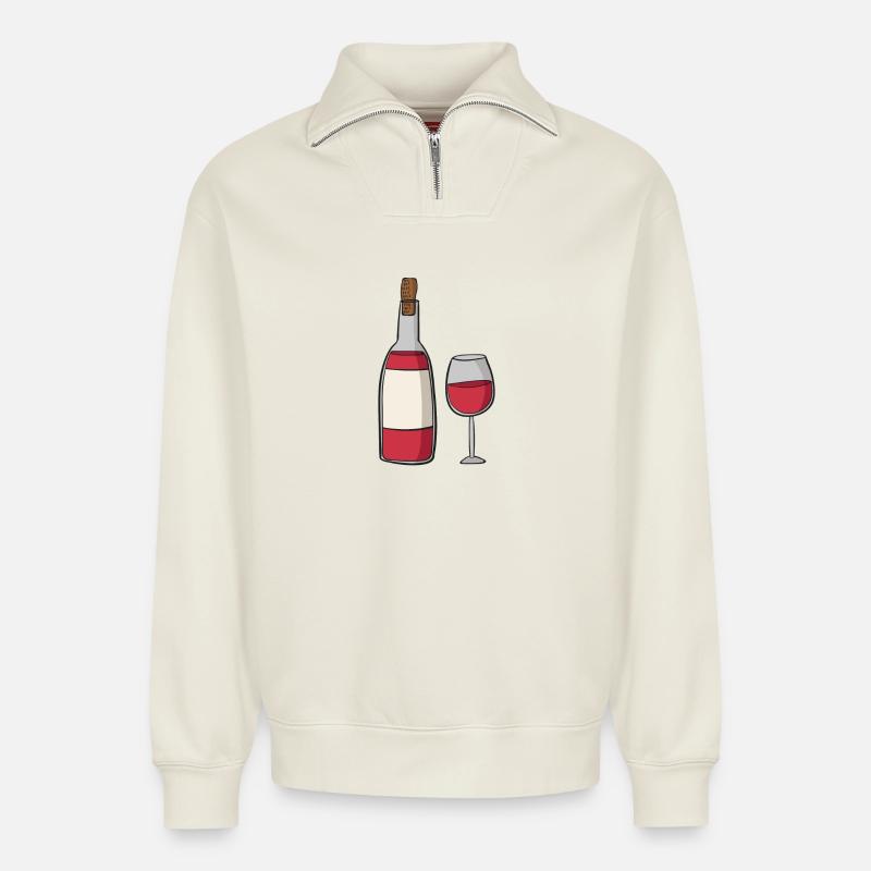 wine - Relaxed Unisex Organic Half Zip Sweatshirt – von SPREAD - Naturweiß