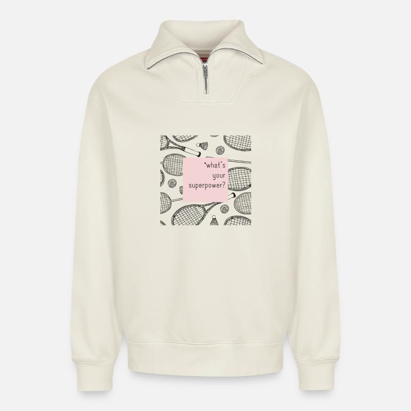superpower - Relaxed Unisex Organic Half Zip Sweatshirt – von SPREAD - Naturweiß