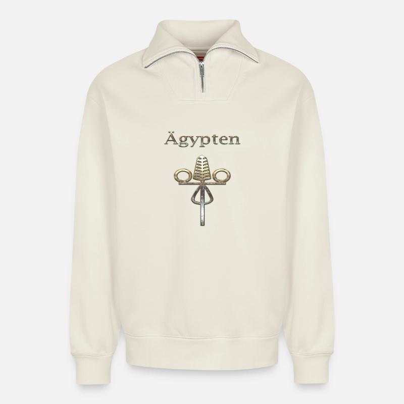 Ägypten 82 - Relaxed Unisex Organic Half Zip Sweatshirt – von SPREAD - Naturweiß