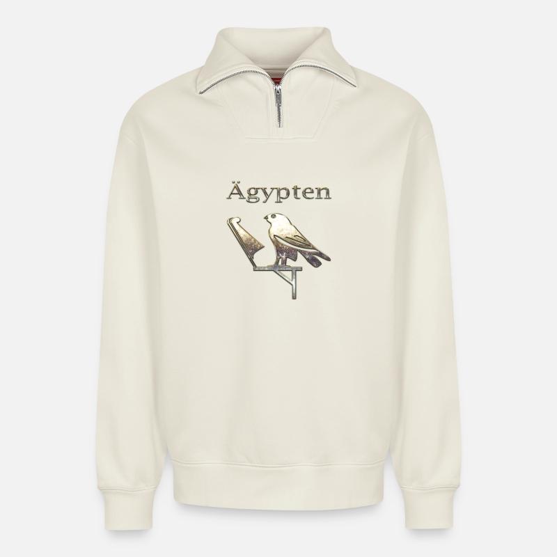 Ägypten 80 - Relaxed Unisex Organic Half Zip Sweatshirt – von SPREAD - Naturweiß