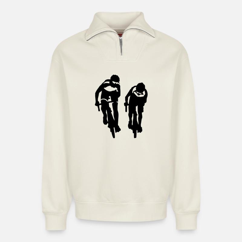 Velos - Sweat unisexe décontracté en coton biologique à demi-zip – de SPREAD - blanc cassé