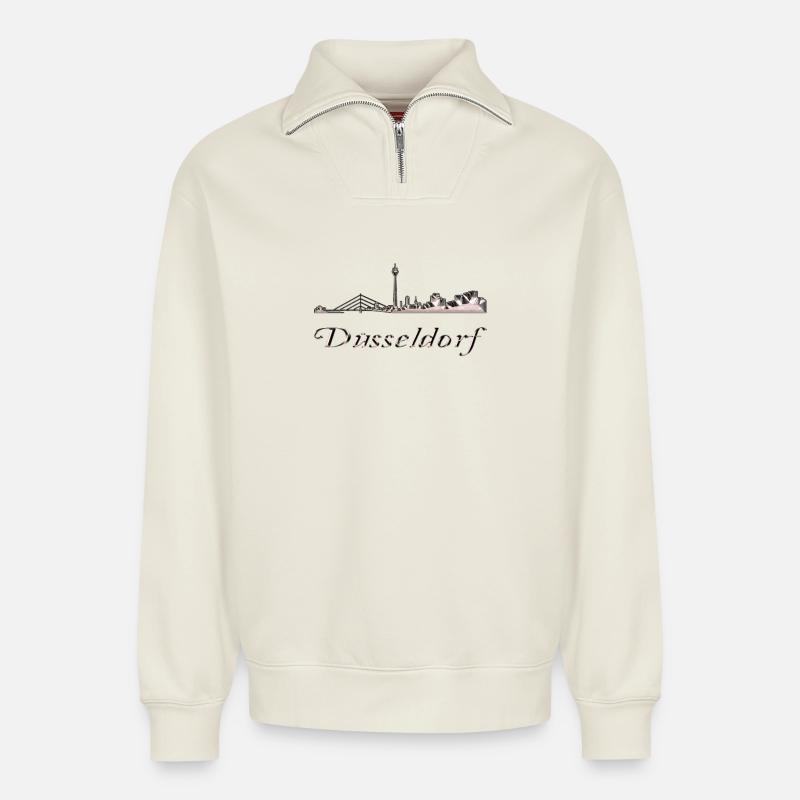 Düsseldorf - Relaxed Unisex Organic Half Zip Sweatshirt – von SPREAD - Naturweiß