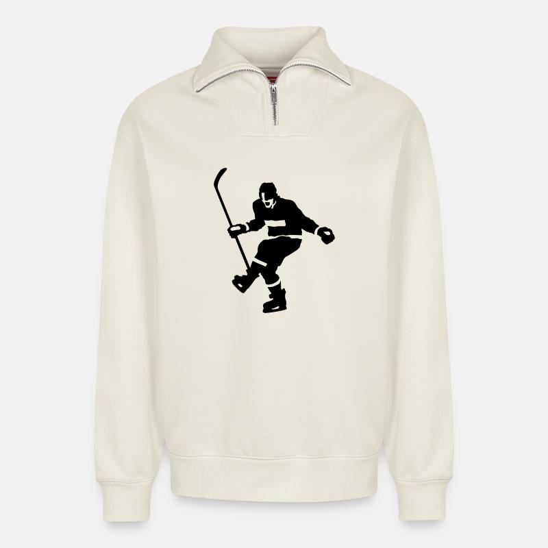 Eishockey goal - Relaxed Unisex Organic Half Zip Sweatshirt – von SPREAD - Naturweiß
