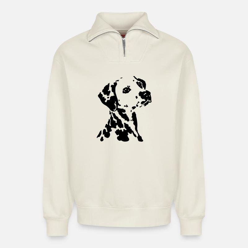 Dalmatiner - Relaxed Unisex Organic Half Zip Sweatshirt – von SPREAD - Naturweiß