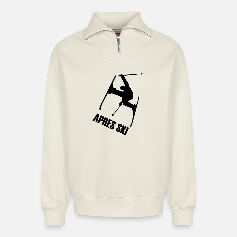 Skier - Relaxed Unisex Organic Half Zip Sweatshirt – von SPREAD - Naturweiß