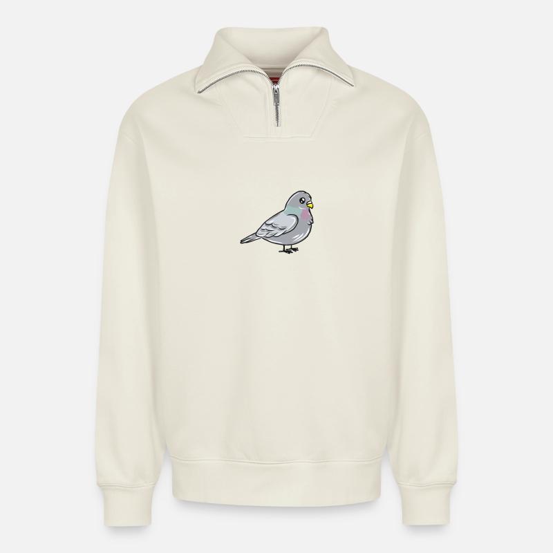 Taube - Relaxed Unisex Organic Half Zip Sweatshirt – von SPREAD - Naturweiß