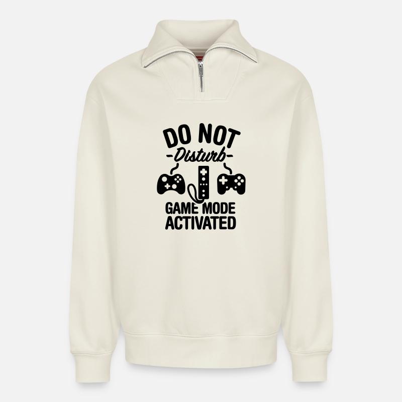 Do not disturb game mode activated - Relaxed Unisex Organic Half Zip Sweatshirt – von SPREAD - Naturweiß