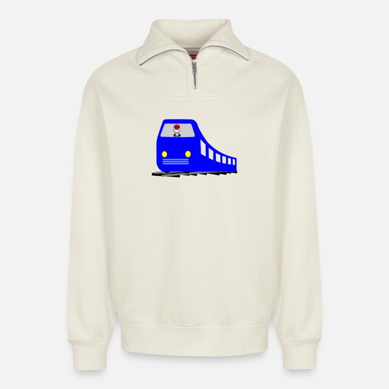 Zug - Relaxed Unisex Organic Half Zip Sweatshirt – von SPREAD - Naturweiß