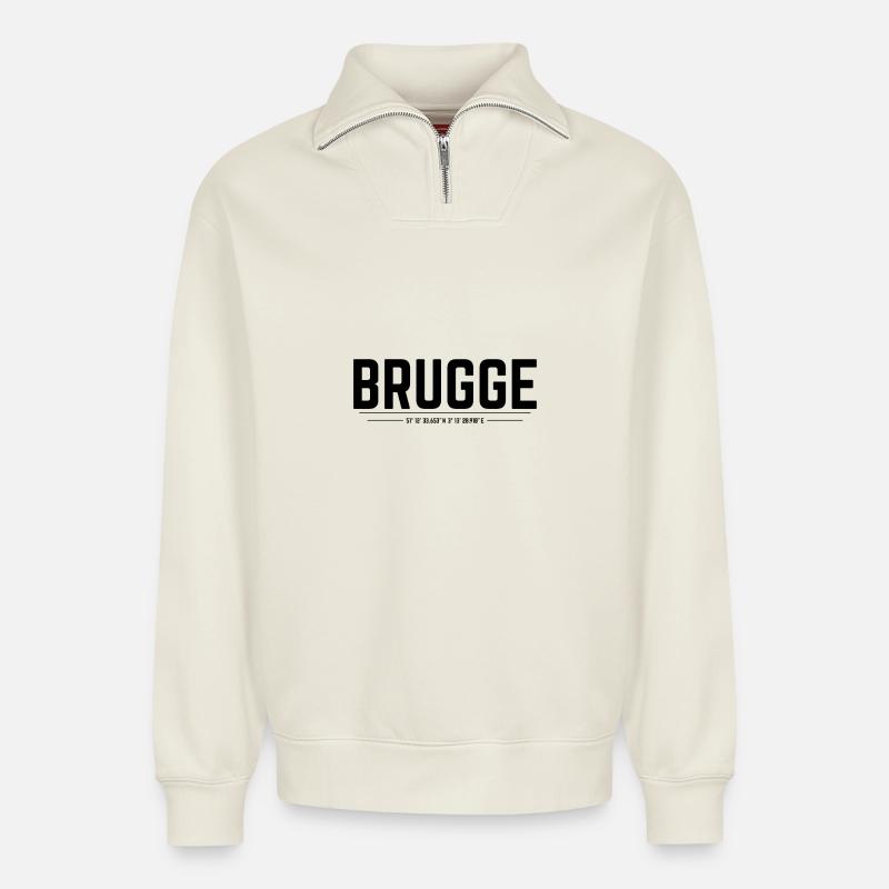 Coordonnées de Bruges - Sweat unisexe décontracté en coton biologique à demi-zip – de SPREAD - blanc cassé
