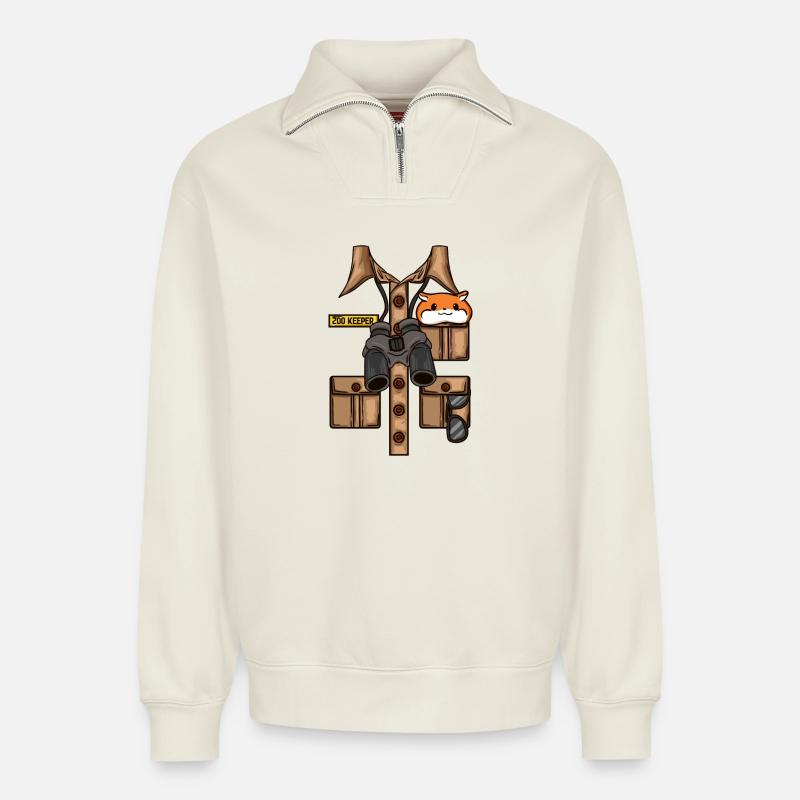 Tierpfleger Savanne Afrika - Relaxed Unisex Organic Half Zip Sweatshirt – von SPREAD - Naturweiß