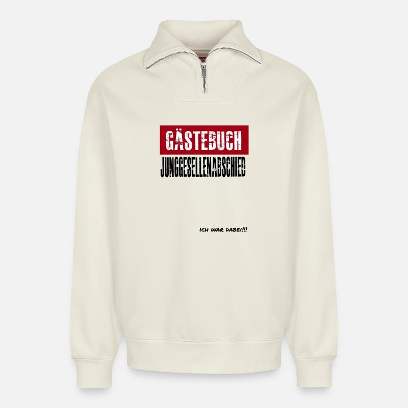 Junggesellenabschied JGA - Relaxed Unisex Organic Half Zip Sweatshirt – von SPREAD - Naturweiß