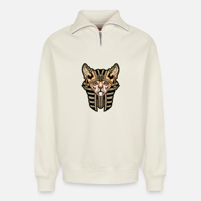 Süße Katze - Relaxed Unisex Organic Half Zip Sweatshirt – von SPREAD - Naturweiß