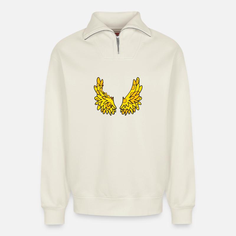 Käse Flügel - Relaxed Unisex Organic Half Zip Sweatshirt – von SPREAD - Naturweiß