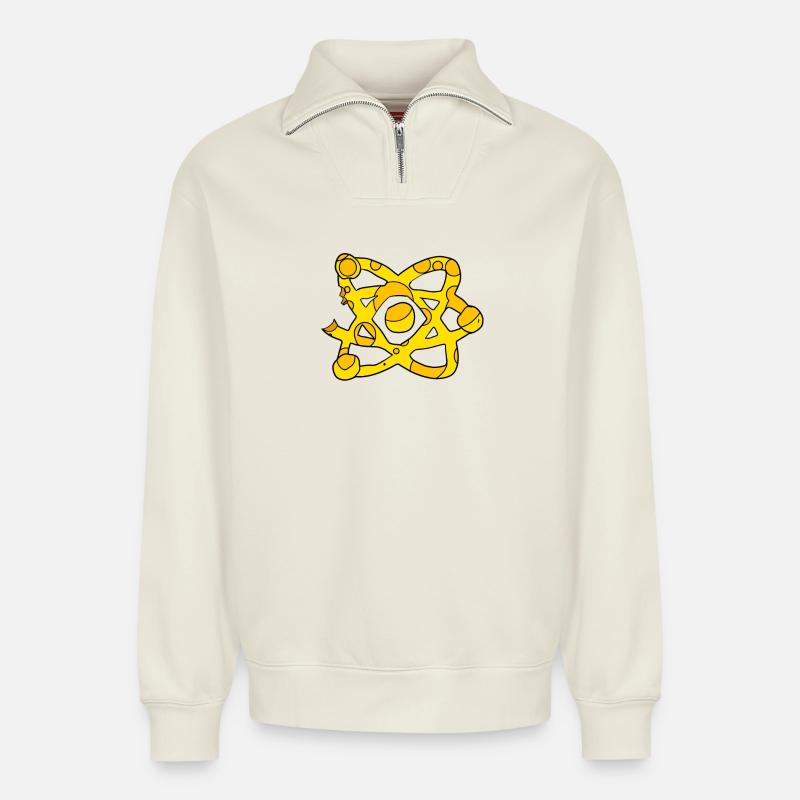 Atom Käse Symbol Wissenschaft Wissenschaftlich - Relaxed Unisex Organic Half Zip Sweatshirt – von SPREAD - Naturweiß