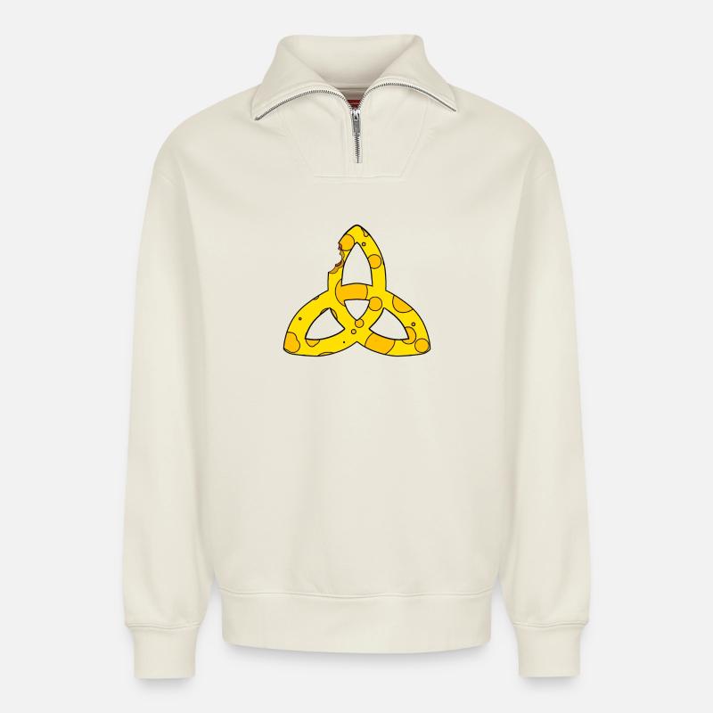 Keltisches Symbol Triqueta Endlos Geschenk - Relaxed Unisex Organic Half Zip Sweatshirt – von SPREAD - Naturweiß