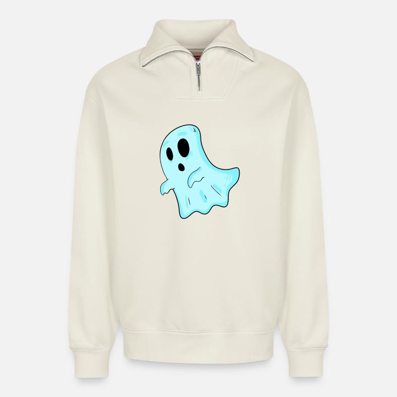 Geist - Sweat unisexe décontracté en coton biologique à demi-zip – de SPREAD - blanc cassé