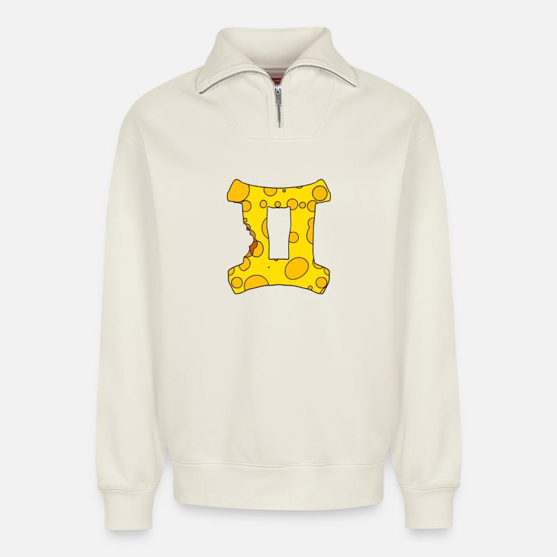 Zodiac sign Gemini - Relaxed Unisex Organic Half Zip Sweatshirt – by SPREAD - off white