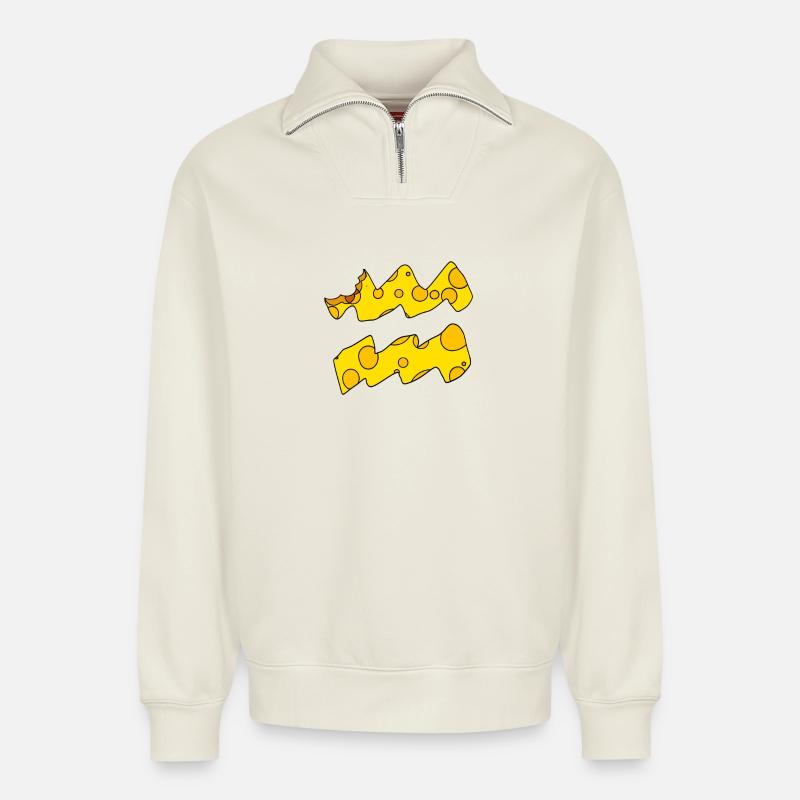 Sternzeichen Wassermann - Relaxed Unisex Organic Half Zip Sweatshirt – von SPREAD - Naturweiß