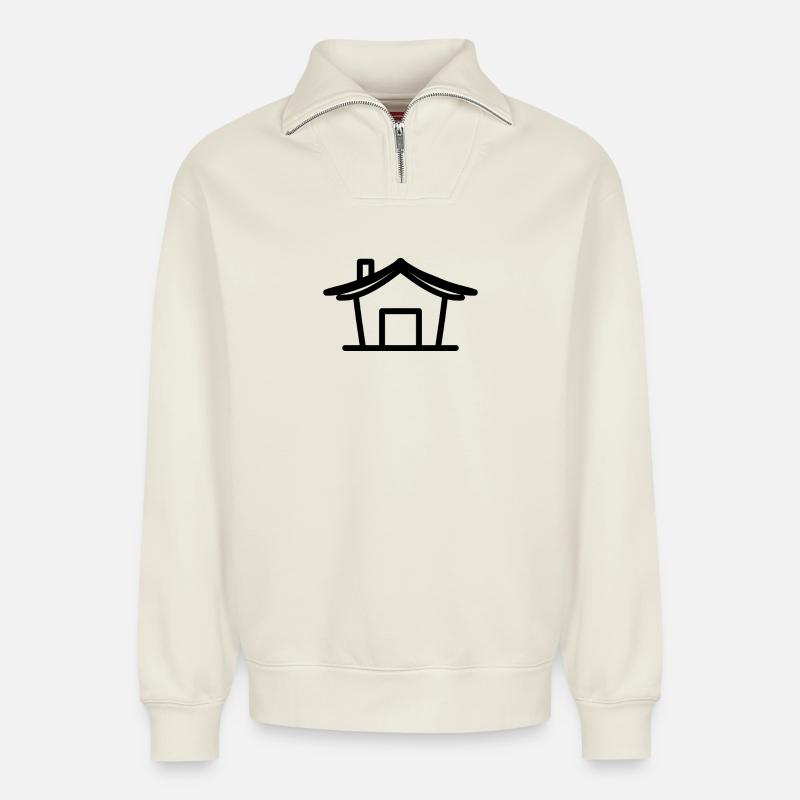 Haus - Relaxed Unisex Organic Half Zip Sweatshirt – von SPREAD - Naturweiß