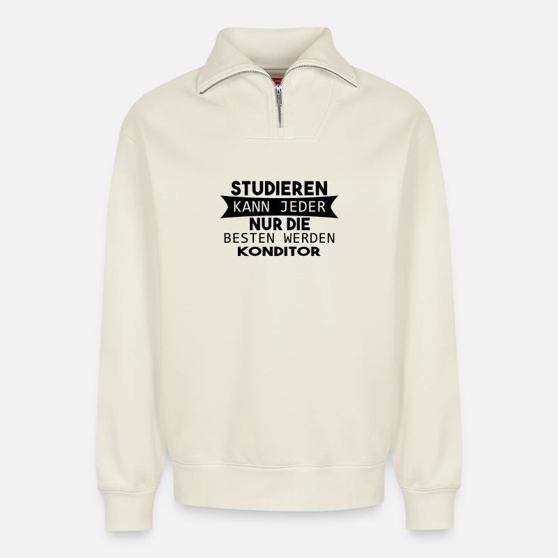 Konditor Geschenk - Relaxed Unisex Organic Half Zip Sweatshirt – von SPREAD - Naturweiß