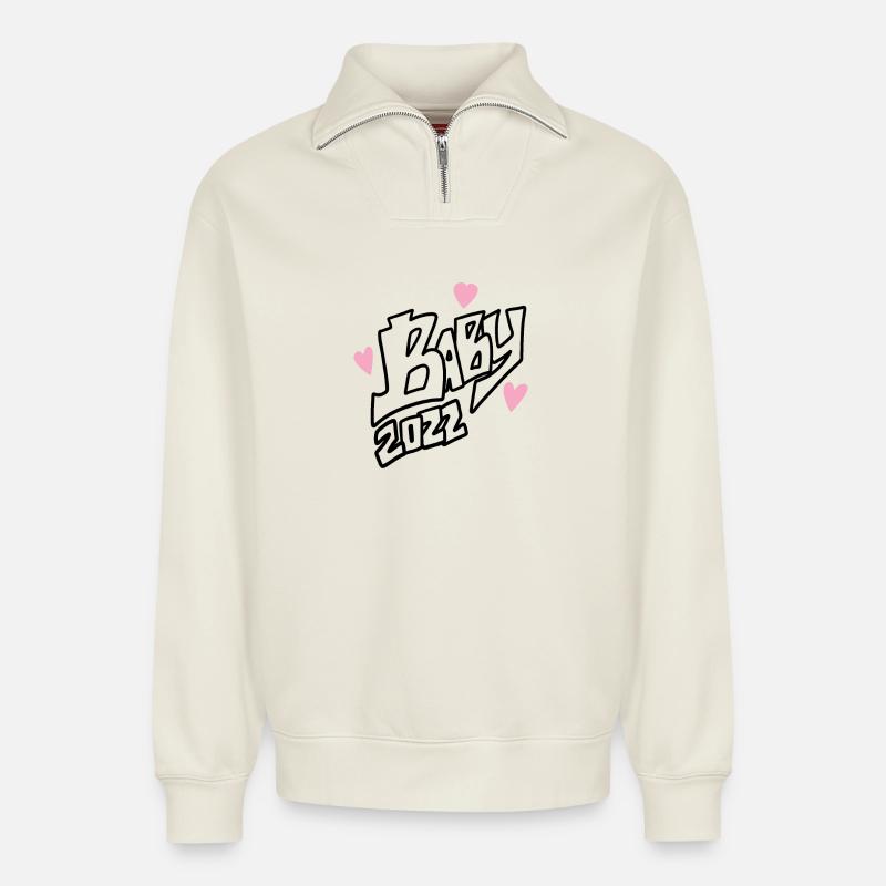 Baby - Relaxed Unisex Organic Half Zip Sweatshirt – by SPREAD - off white