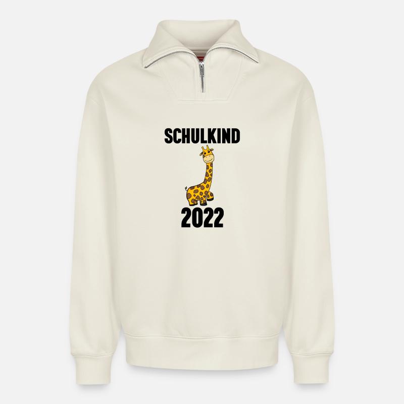 Schuldkind Einschulung 2022 - Relaxed Unisex Organic Half Zip Sweatshirt – von SPREAD - Naturweiß