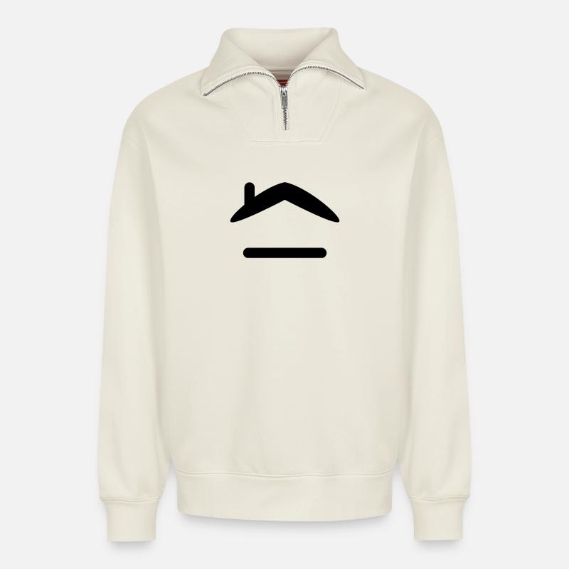 Haus - Relaxed Unisex Organic Half Zip Sweatshirt – von SPREAD - Naturweiß